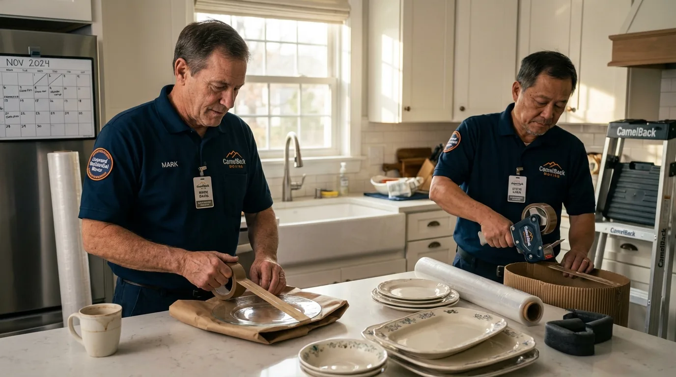 Professional crew packing kitchen dishware in Rural Hall, NC